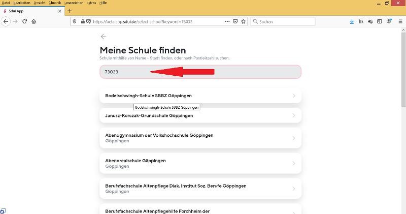 Postleitzahl eintragen