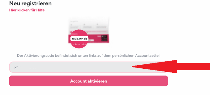 Aktivierungscode eingeben